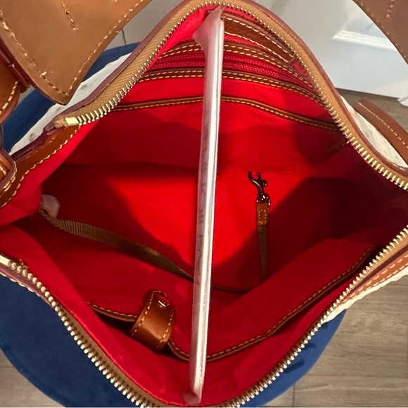 Dooney & Bourke Ostrich Leather Hobo Bag (Brown & Cream) OT960PE - Picture 13 of 16